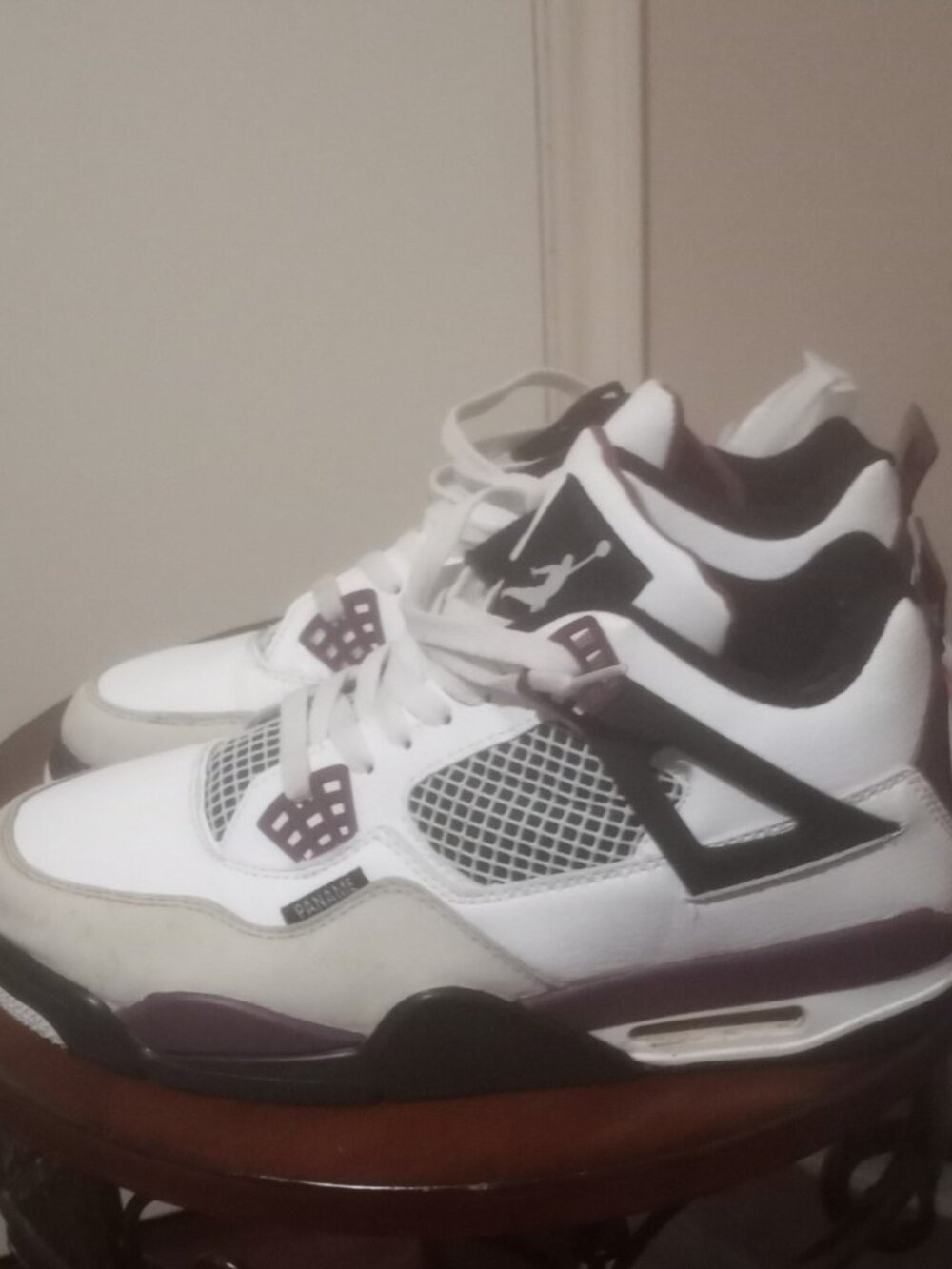 Jordan Air Jordan 4 Retro Paris Saint-Germain Bordeaux White Black Sneaker Sz 10 - Picture 10 of 15